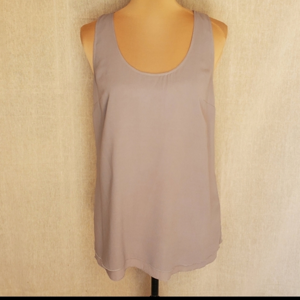 ♡ Gap Chiffon Tank Top Layered Scoop Neck Gray Size Small